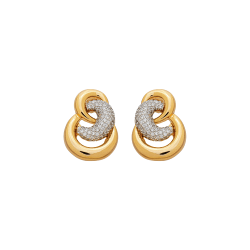 Imagem de Brinco Orgânico Dourado Cravejado com Zircônias